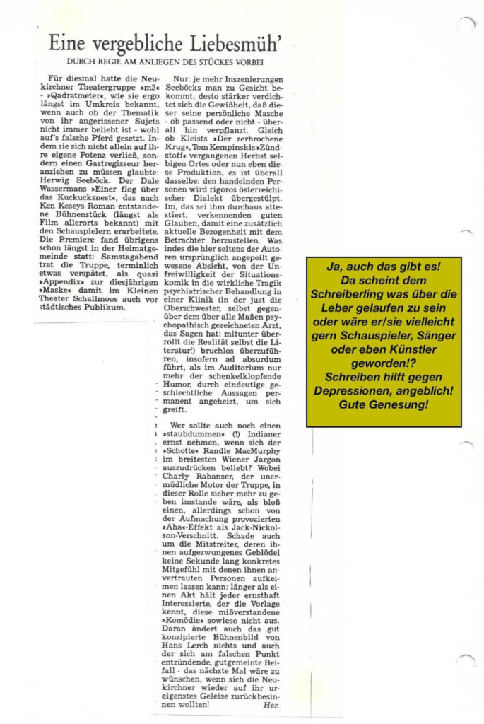 Einer flog über das Kuckucksnest (Februar 1989)