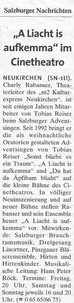 A Liacht is aufkemma (Dezember 1996)