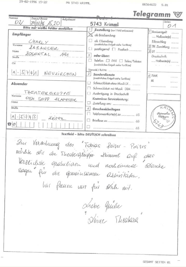 Tobi Reiser Preis (März 1996)