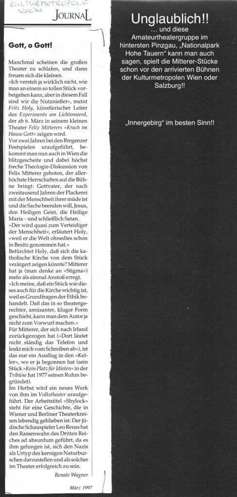 Krach im Hause Gott (Februar 1997)