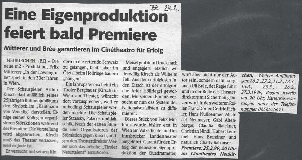 In der Löwengrube (Februar 1999)