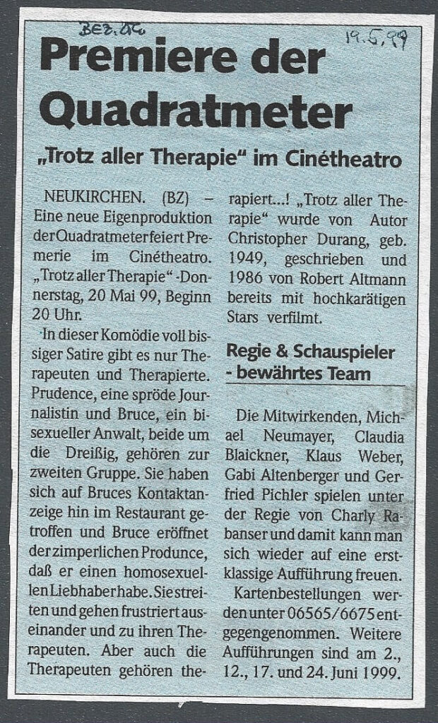 Trotz aller Therapie (Mai 1999)
