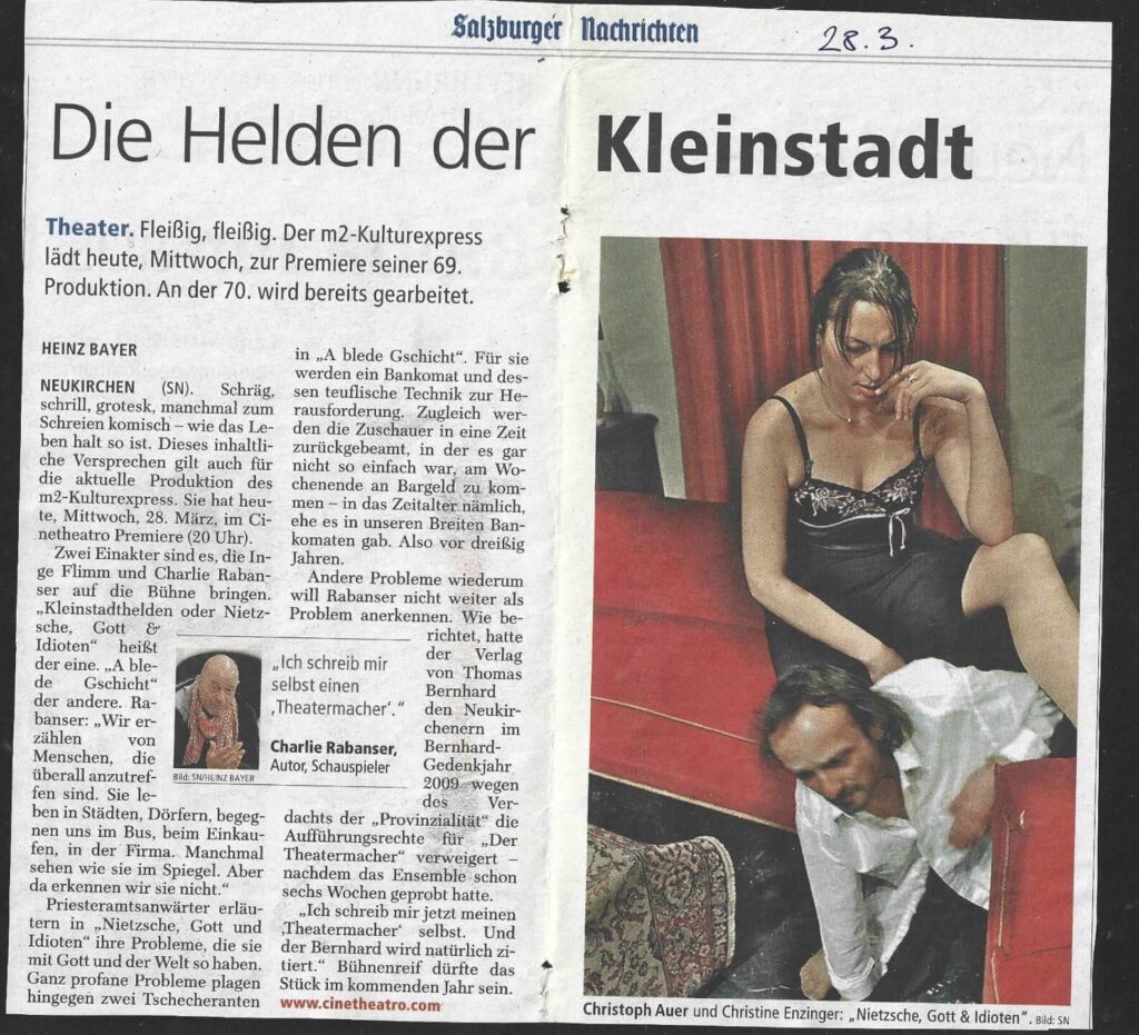 Kleinstadthelden oder Nietzsche, Gott und Idioten (März 2012) Kleinstadthelden oder Nietzsche, Gott und Idioten (März 2012)