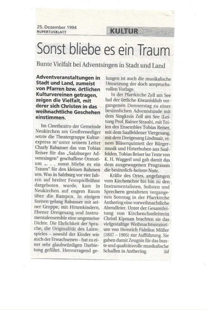 Sunst bleibert's glei a Traum (Dezember 1994)