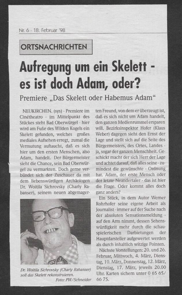Das Skelett oder Habemus Adam (Februar 1998)
