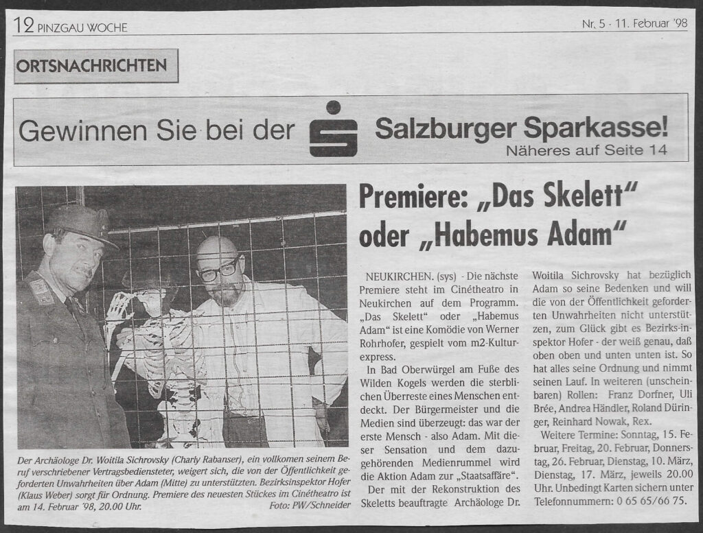 Das Skelett oder Habemus Adam (Februar 1998)
